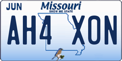 MO license plate AH4X0N