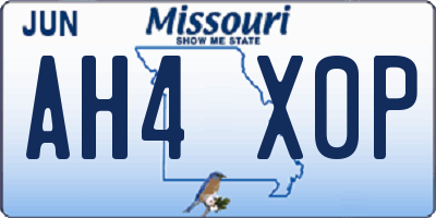 MO license plate AH4X0P