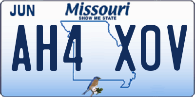 MO license plate AH4X0V