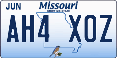 MO license plate AH4X0Z