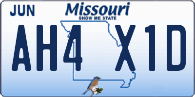 MO license plate AH4X1D