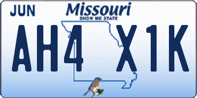 MO license plate AH4X1K