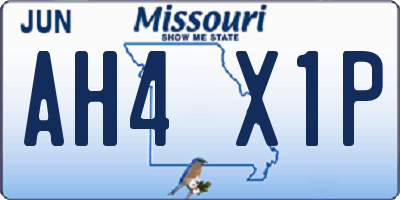 MO license plate AH4X1P