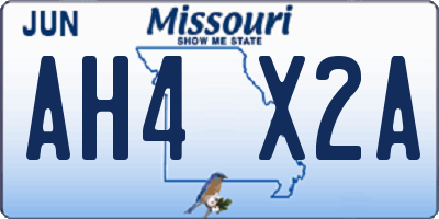 MO license plate AH4X2A