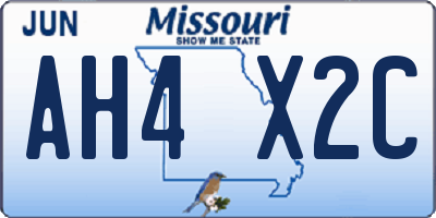 MO license plate AH4X2C