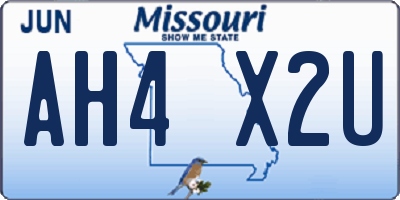 MO license plate AH4X2U