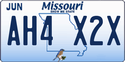 MO license plate AH4X2X