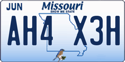 MO license plate AH4X3H