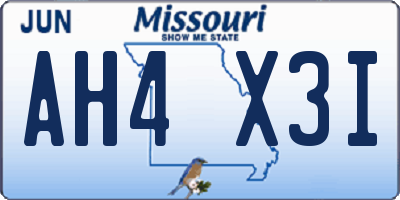 MO license plate AH4X3I