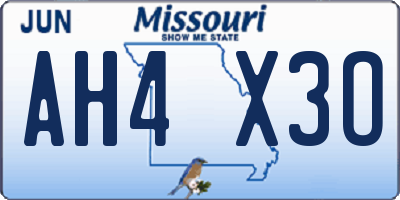 MO license plate AH4X3O