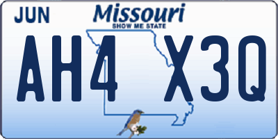 MO license plate AH4X3Q