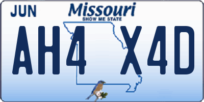 MO license plate AH4X4D