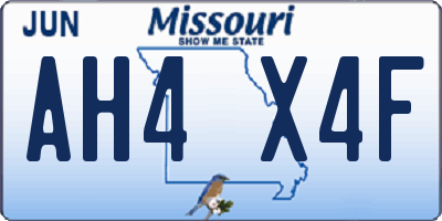 MO license plate AH4X4F