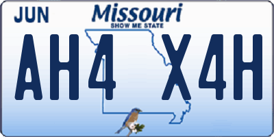 MO license plate AH4X4H