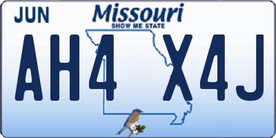 MO license plate AH4X4J