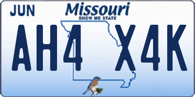 MO license plate AH4X4K