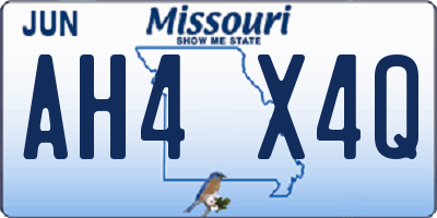 MO license plate AH4X4Q