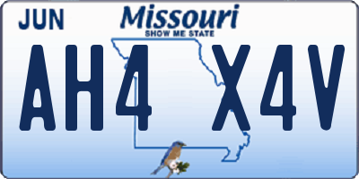MO license plate AH4X4V