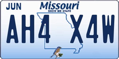 MO license plate AH4X4W