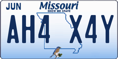 MO license plate AH4X4Y