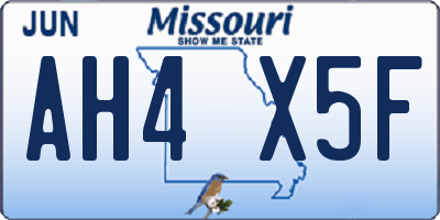 MO license plate AH4X5F