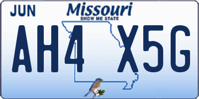 MO license plate AH4X5G