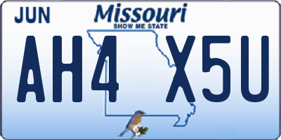 MO license plate AH4X5U