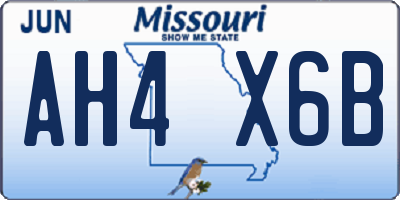 MO license plate AH4X6B