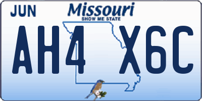 MO license plate AH4X6C