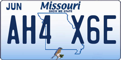 MO license plate AH4X6E