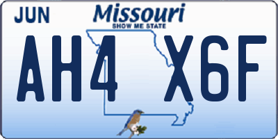 MO license plate AH4X6F