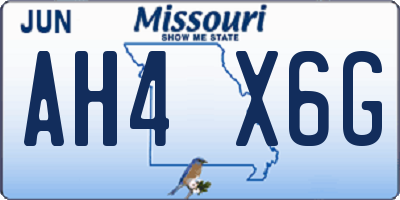 MO license plate AH4X6G