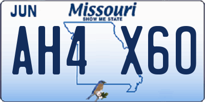 MO license plate AH4X6O