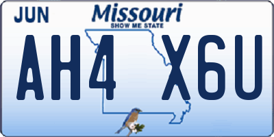 MO license plate AH4X6U