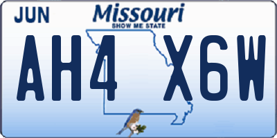 MO license plate AH4X6W