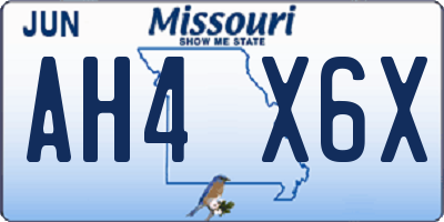 MO license plate AH4X6X