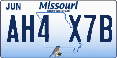 MO license plate AH4X7B