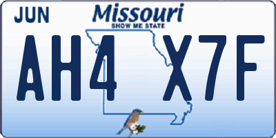 MO license plate AH4X7F