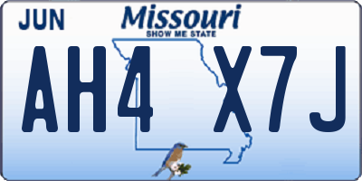 MO license plate AH4X7J