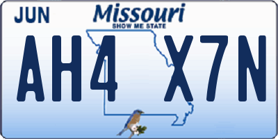 MO license plate AH4X7N