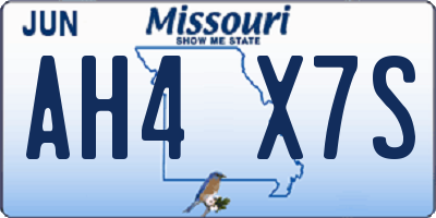 MO license plate AH4X7S