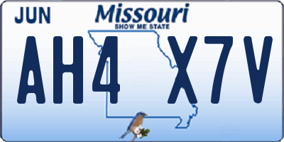 MO license plate AH4X7V