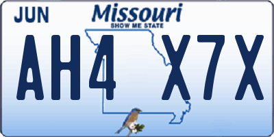 MO license plate AH4X7X