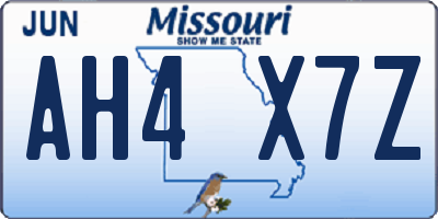 MO license plate AH4X7Z