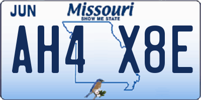 MO license plate AH4X8E