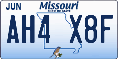 MO license plate AH4X8F