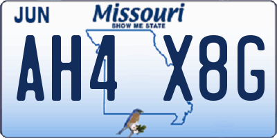 MO license plate AH4X8G