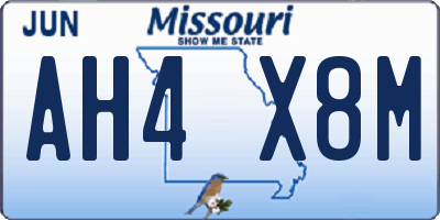 MO license plate AH4X8M