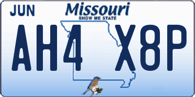 MO license plate AH4X8P