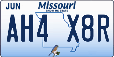 MO license plate AH4X8R